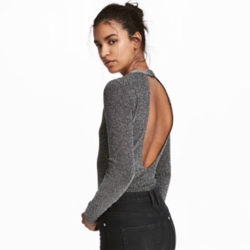 H&M silver glittery bodysuit